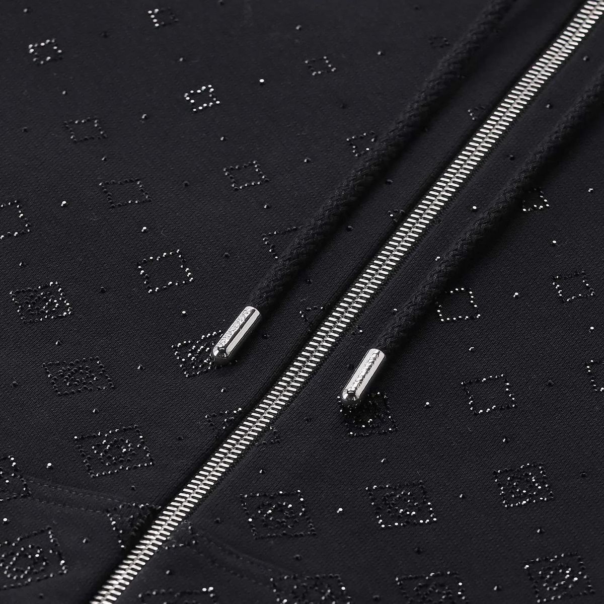 Funkelnder Monogramm-Kapuzenpullover mit Reißverschluss