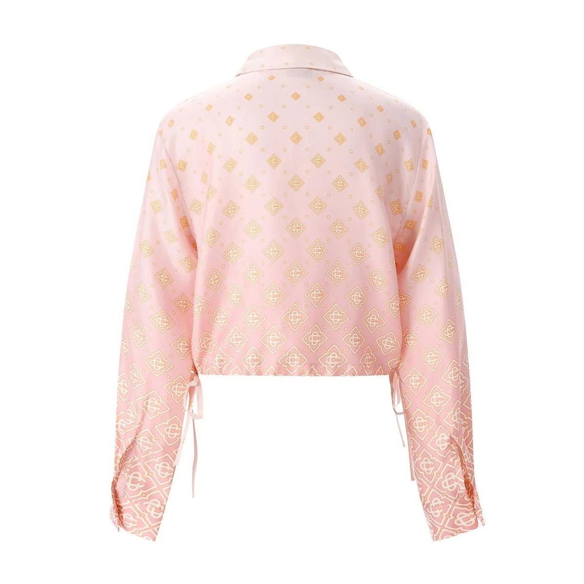 Gemusterte Cropped Bluse aus Seidentwill