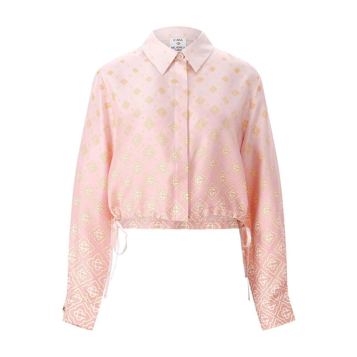 Gemusterte Cropped Bluse aus Seidentwill