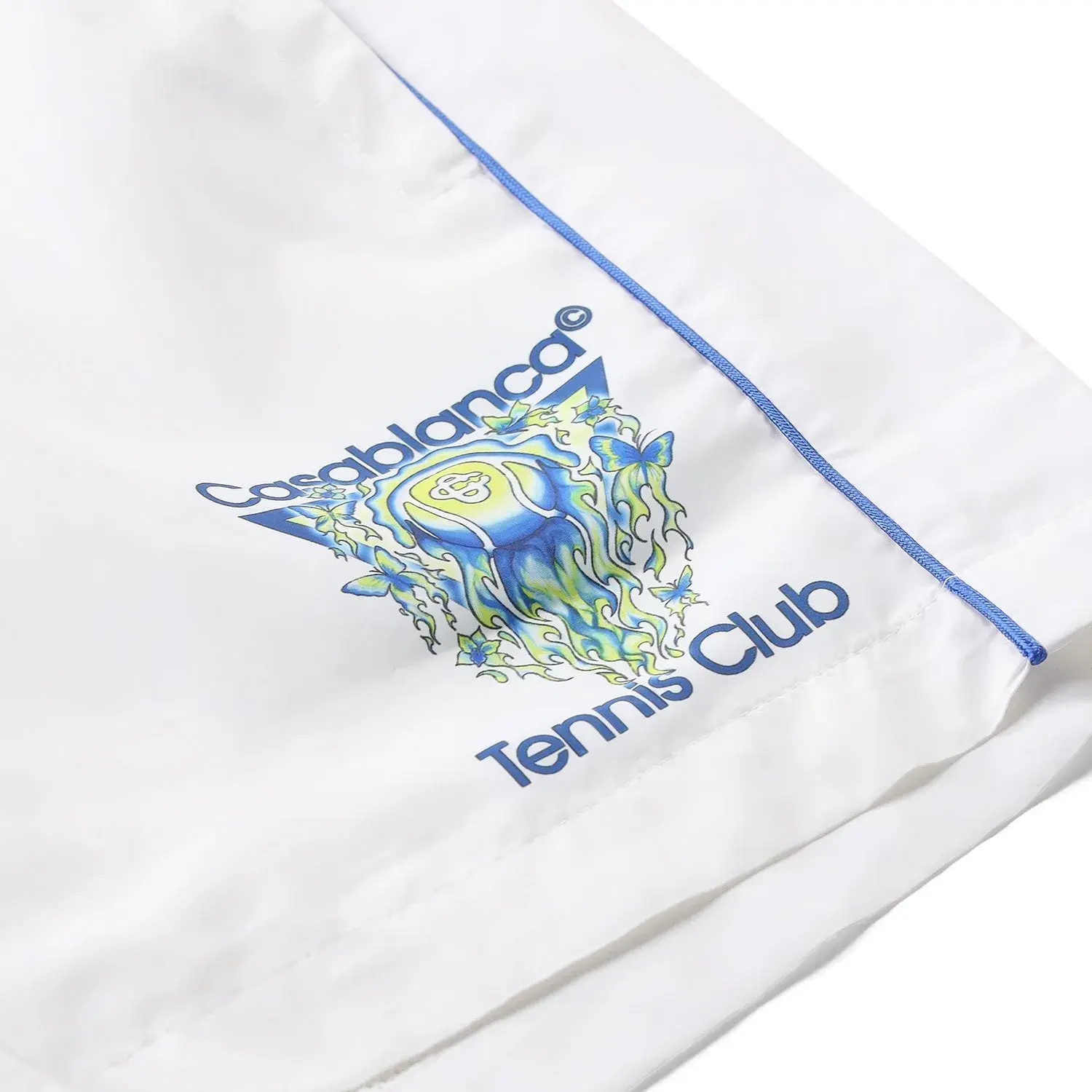 Weiße Badeshorts mit Tennis Club Print