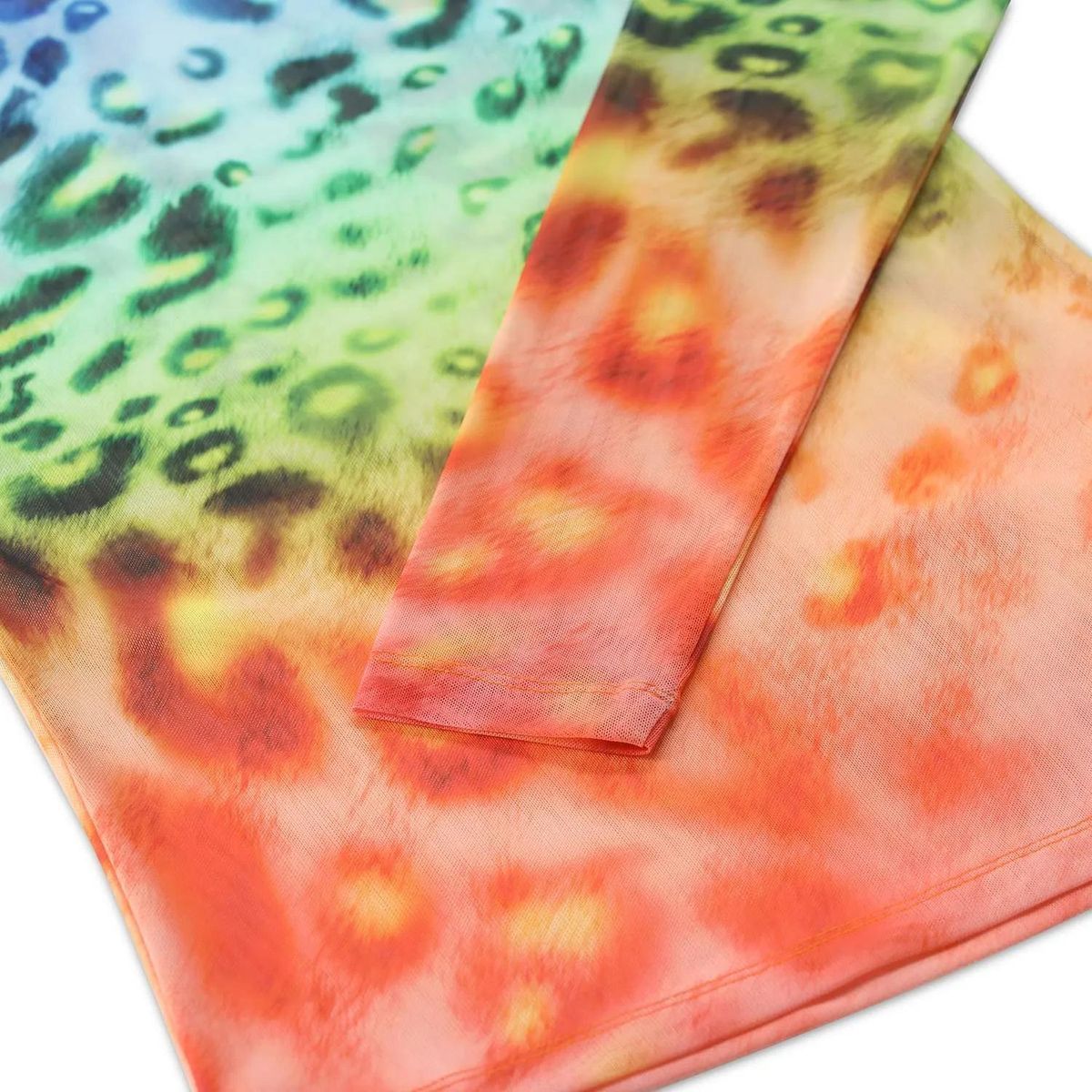 Regenbogen Leopardenmuster Mesh-Top