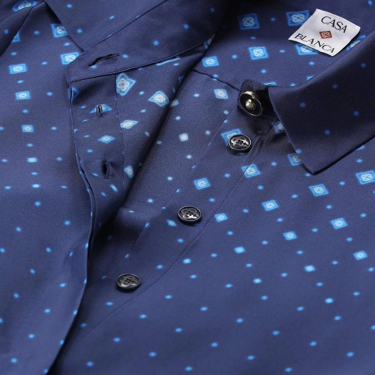 Blaues Seiden-Twill-Hemdkleid