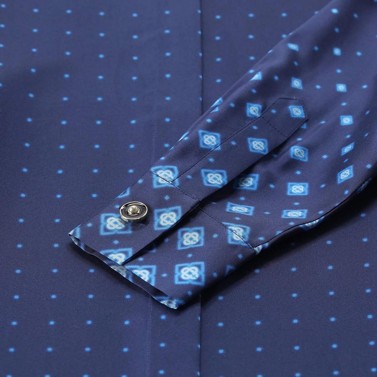 Blaues Seiden-Twill-Hemdkleid