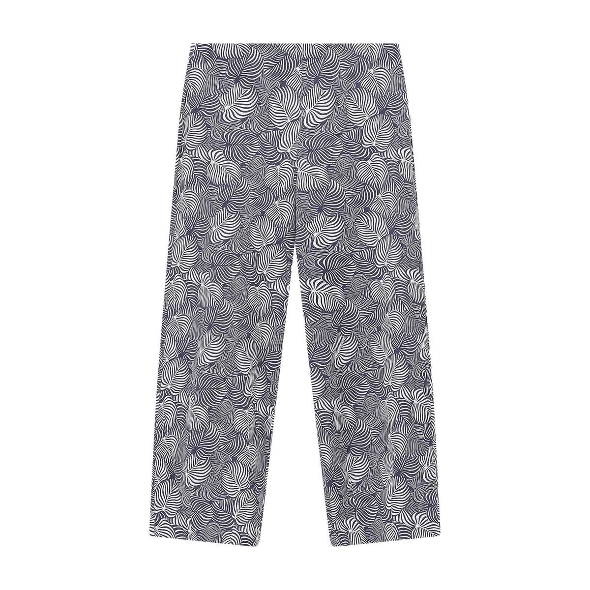 Gemusterte, verkürzte Hose mit weitem Bein