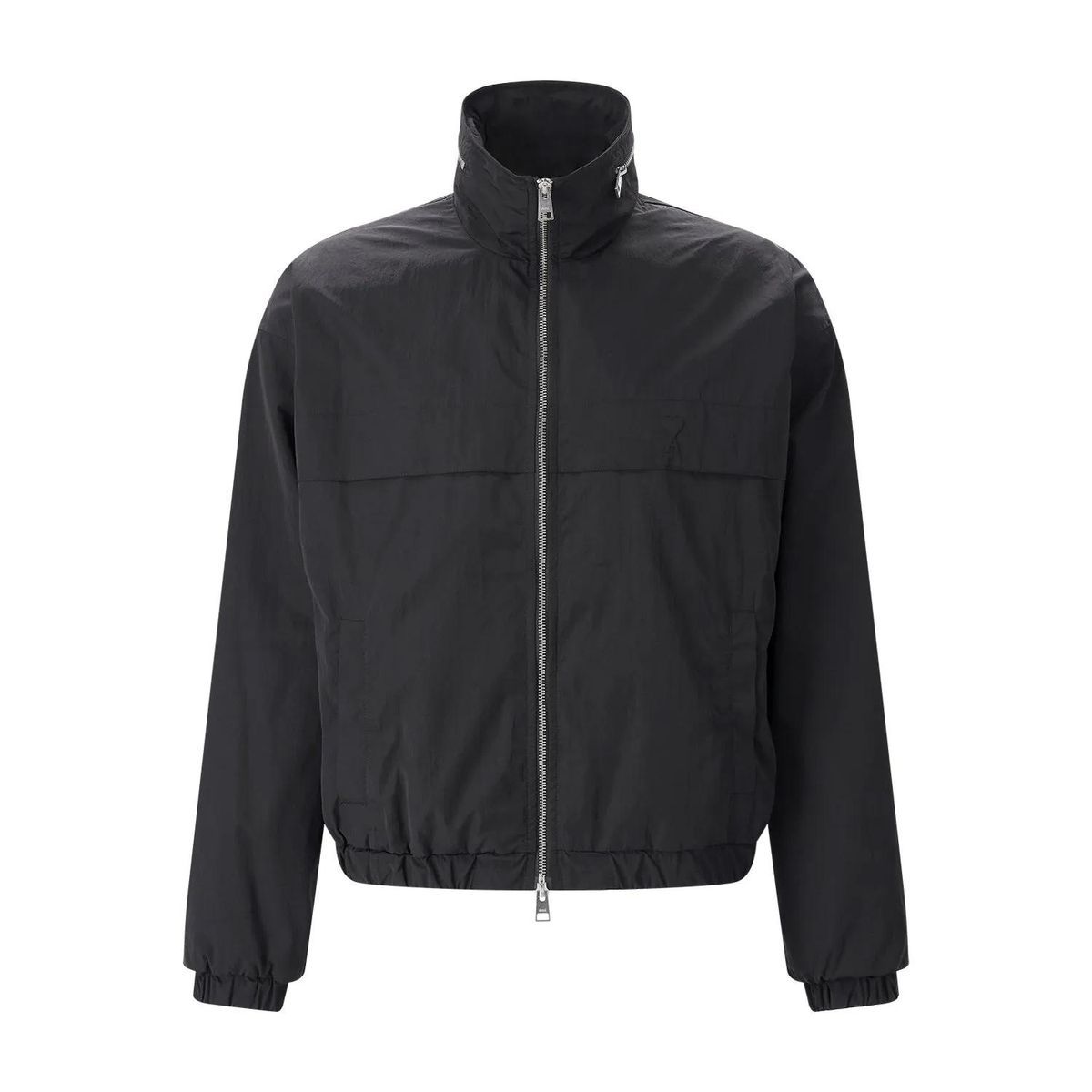 Minimalistische schwarze Jacke mit Logo-Detail