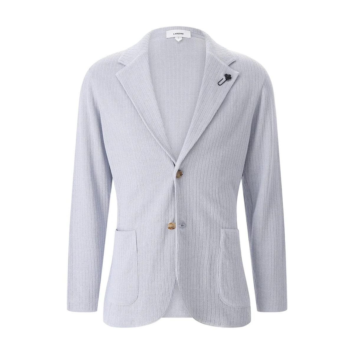 Hellblauer Blazer aus geripptem Leinenmischgewebe