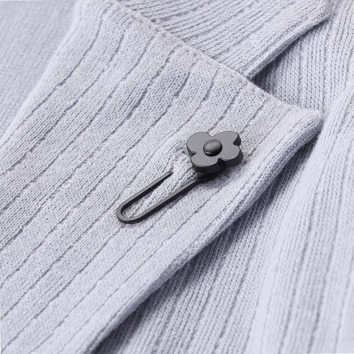 Hellblauer Blazer aus geripptem Leinenmischgewebe