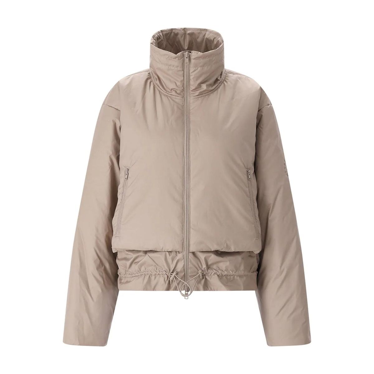Beige wattierte Jacke mit Reißverschluss