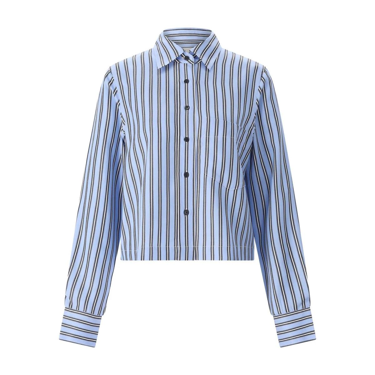 Gestreifte, verkürzte Hemdbluse