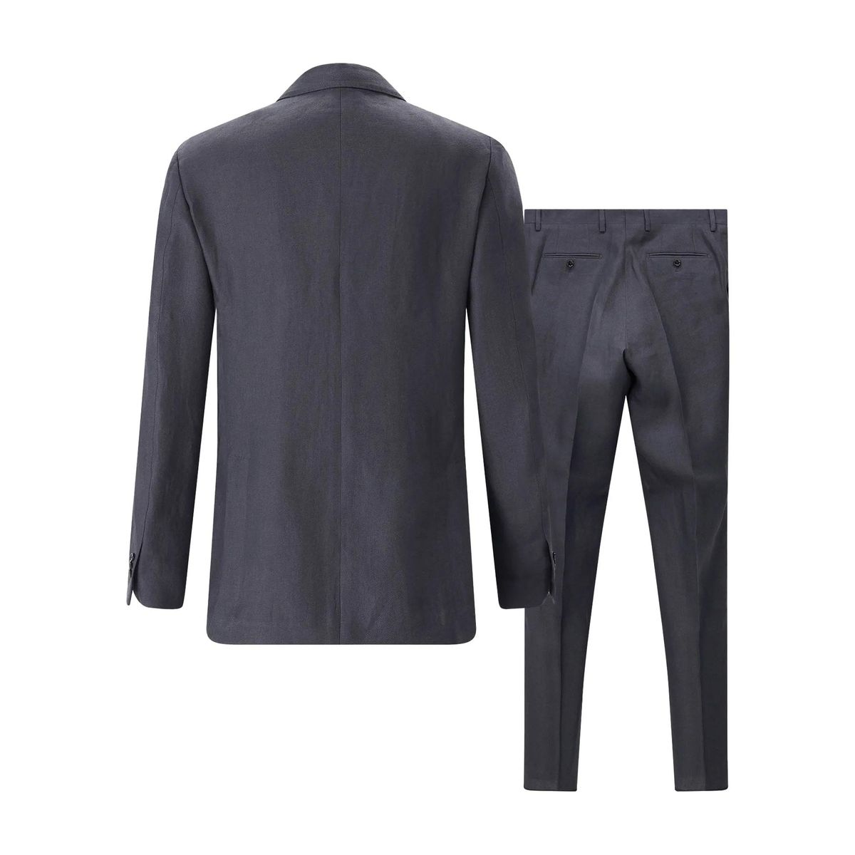 Dunkelgrauer, zweireihiger Leinenanzug
