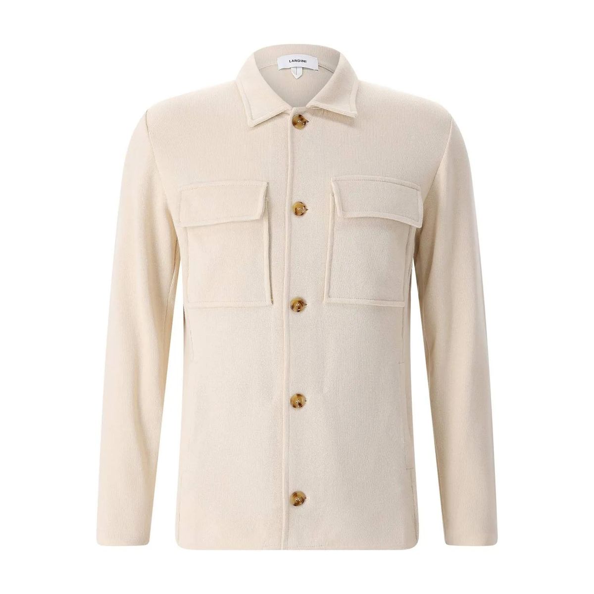 Beiges Strick-Overshirt aus Baumwolle mit Taschen