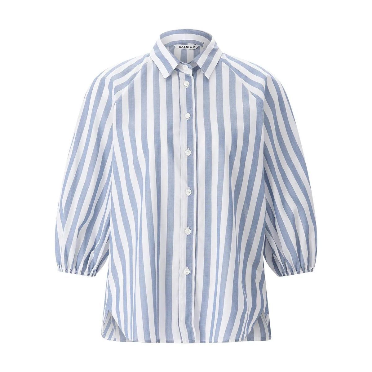 Gestreifte Baumwoll-Bluse mit Knopfleiste