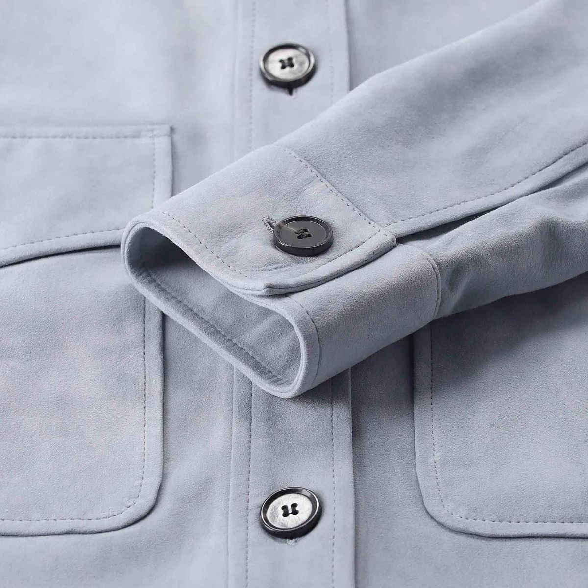 Oversized Wildleder Jacke mit Knöpfen