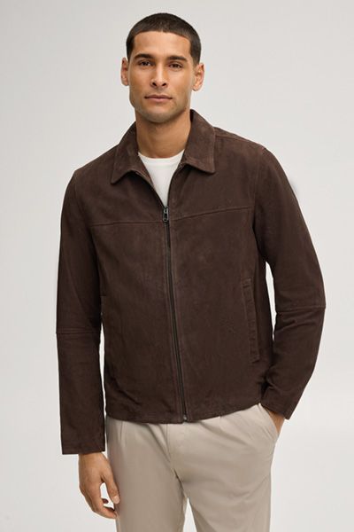 GANT Baks Dunkelbraune Wildlederjacke mit Reißverschluss