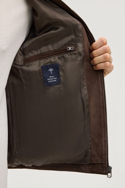 GANT Baks Dunkelbraune Wildlederjacke mit Reißverschluss