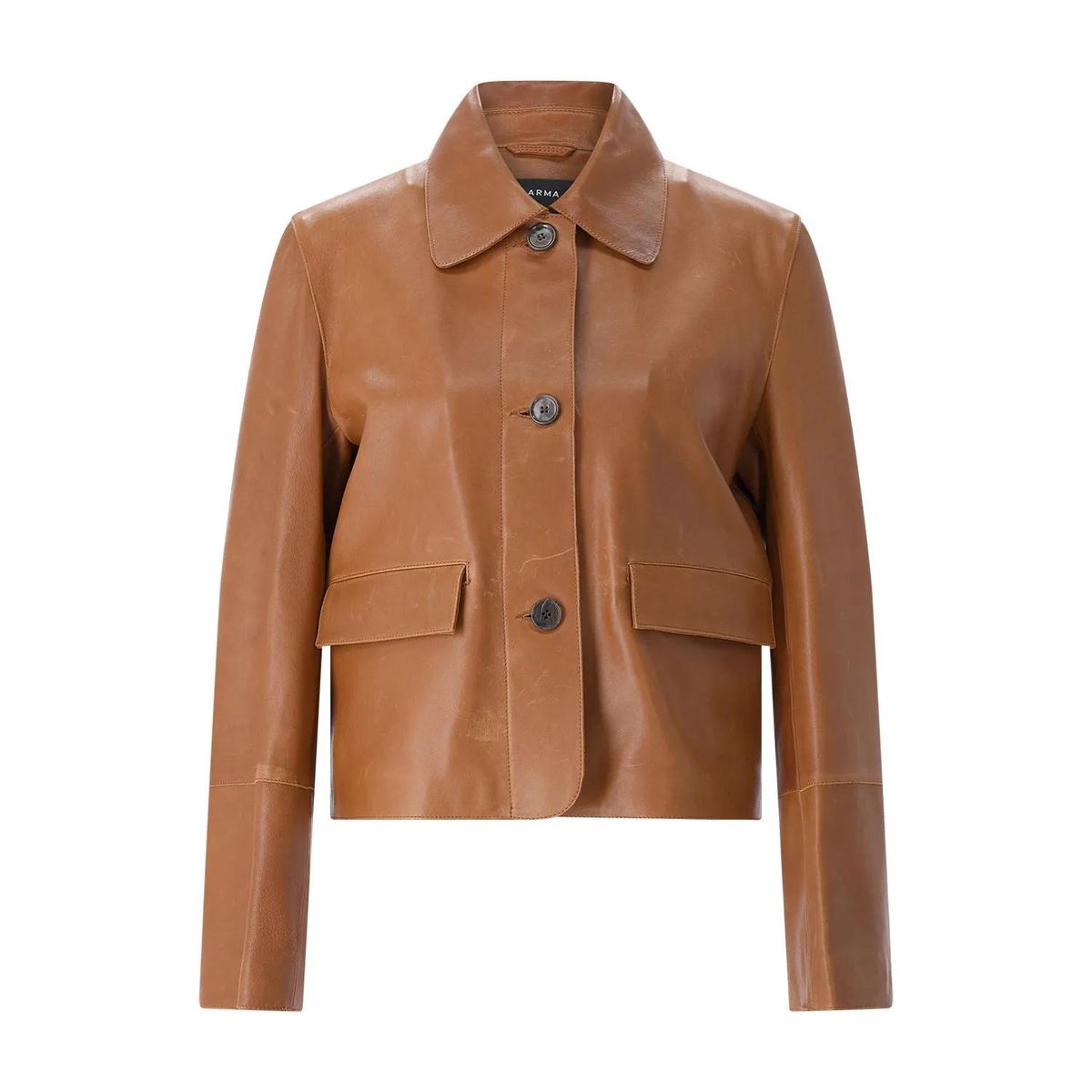 Klassische Lederjacke mit Knopfleiste