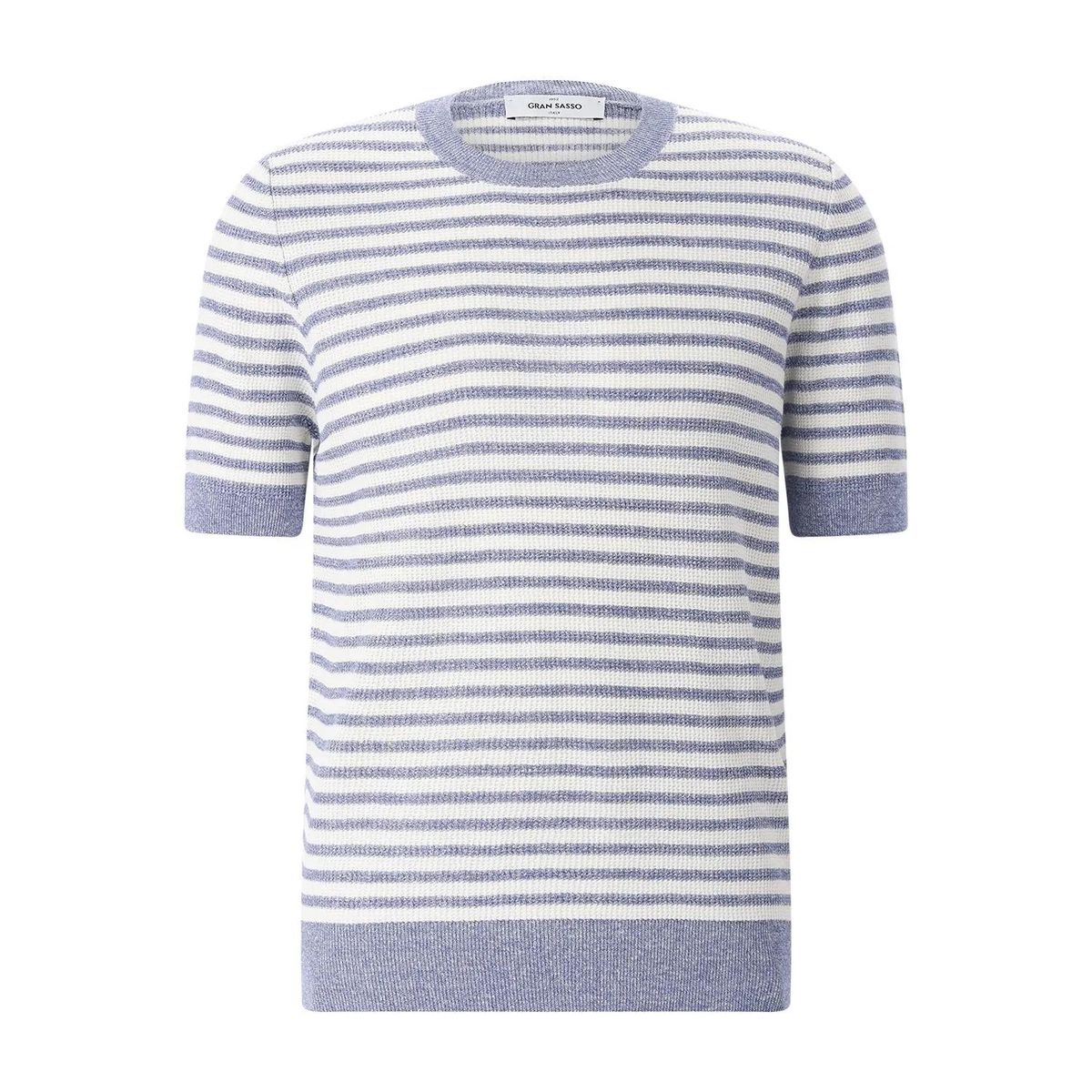 Gestreiftes Strick-T-Shirt aus Leinenmischung