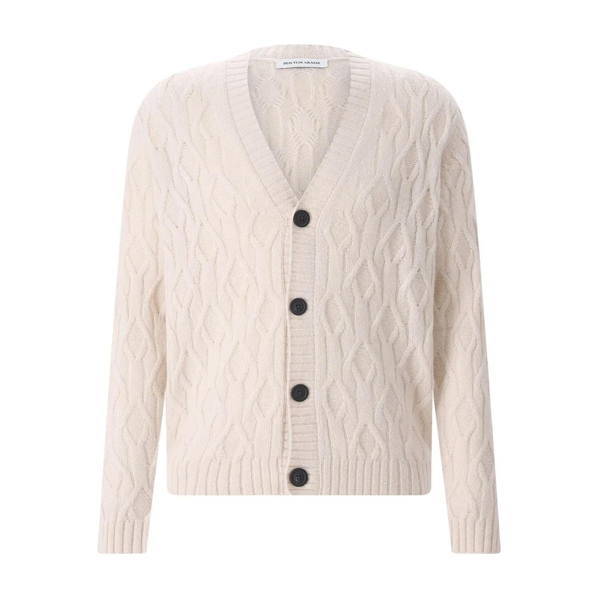 Strickjacke mit Kaschmir-Mischung und Zopfmuster