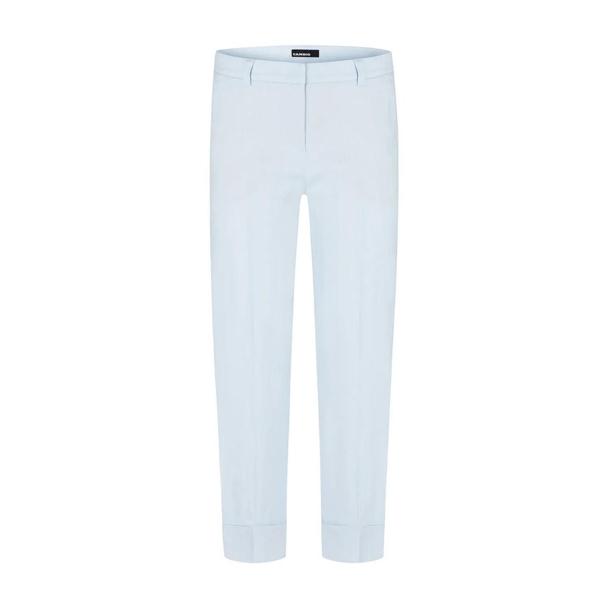 Hellblaue Cropped Leinenmischung Hose