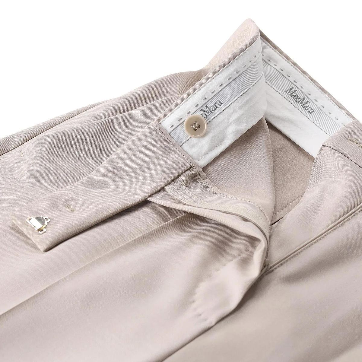 Elegante, weit geschnittene, beige Hose