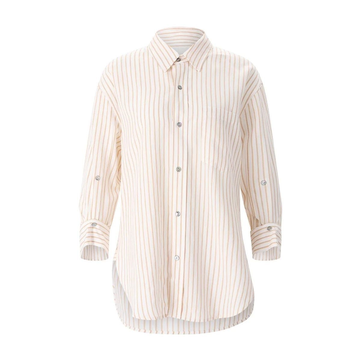 Gestreiftes Langarm-Hemd mit Knopfleiste