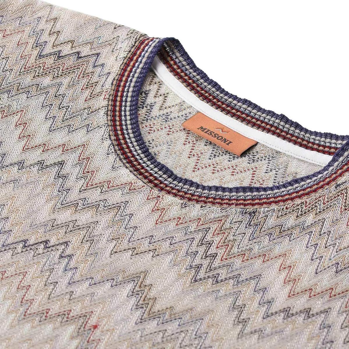 Gemustertes Strick-T-Shirt mit Rundhalsausschnitt