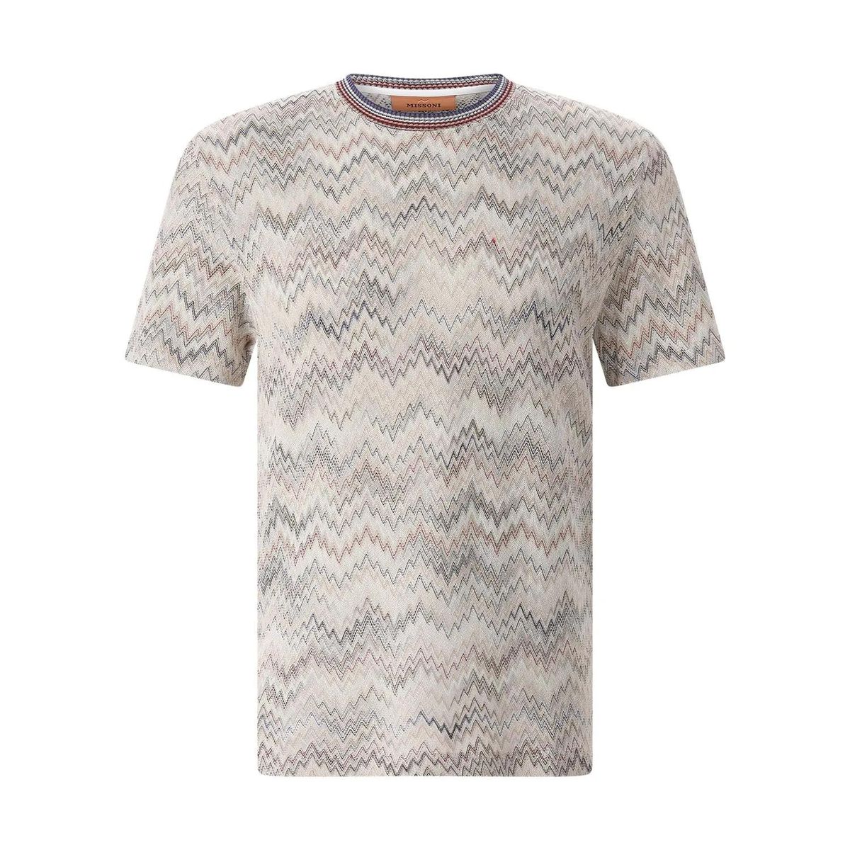 Gemustertes Strick-T-Shirt mit Rundhalsausschnitt