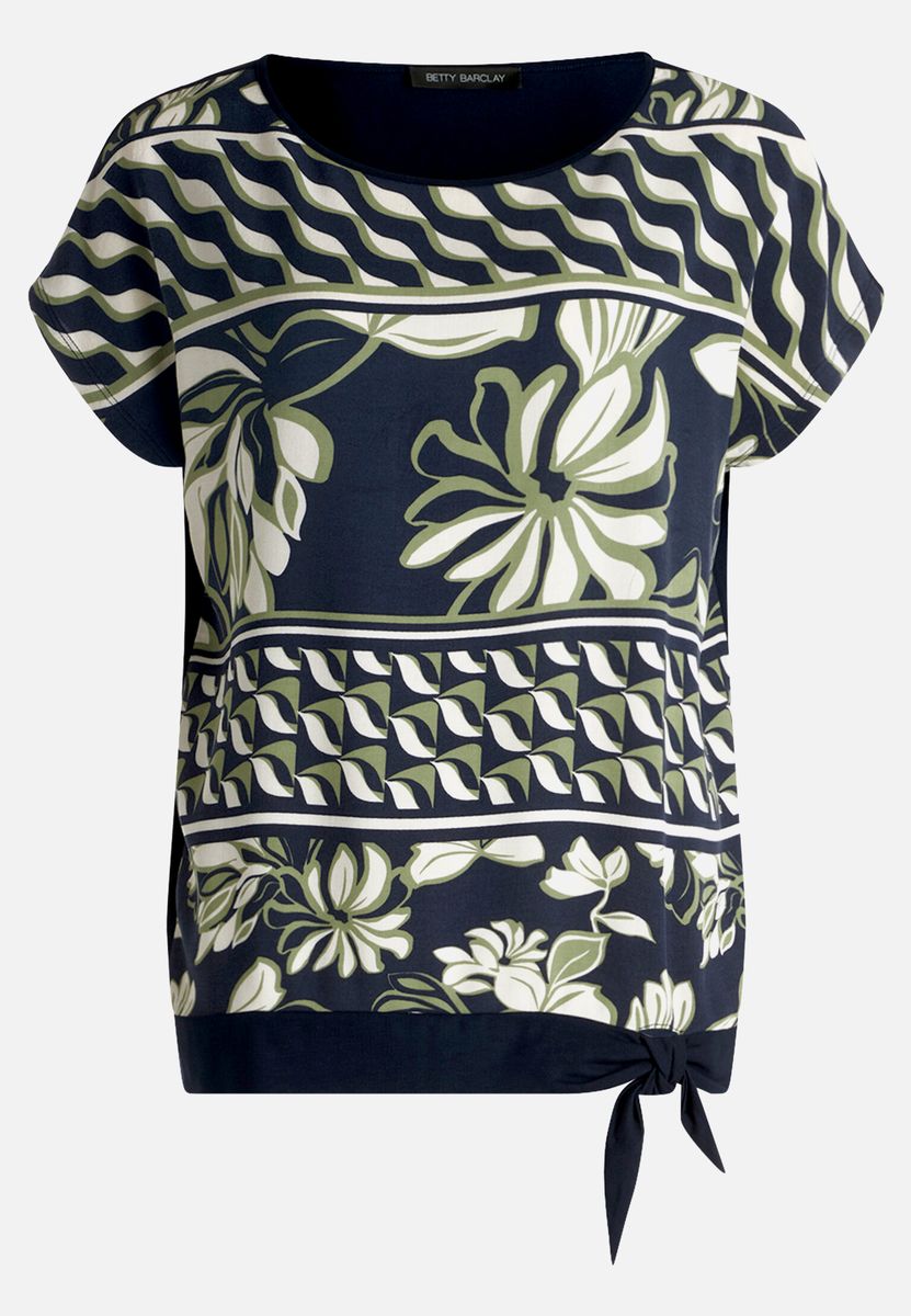 Gemustertes Shirt mit Knotendetail
