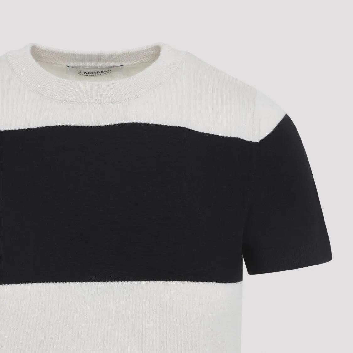 Gestreifter Kurzarm-Wollpullover