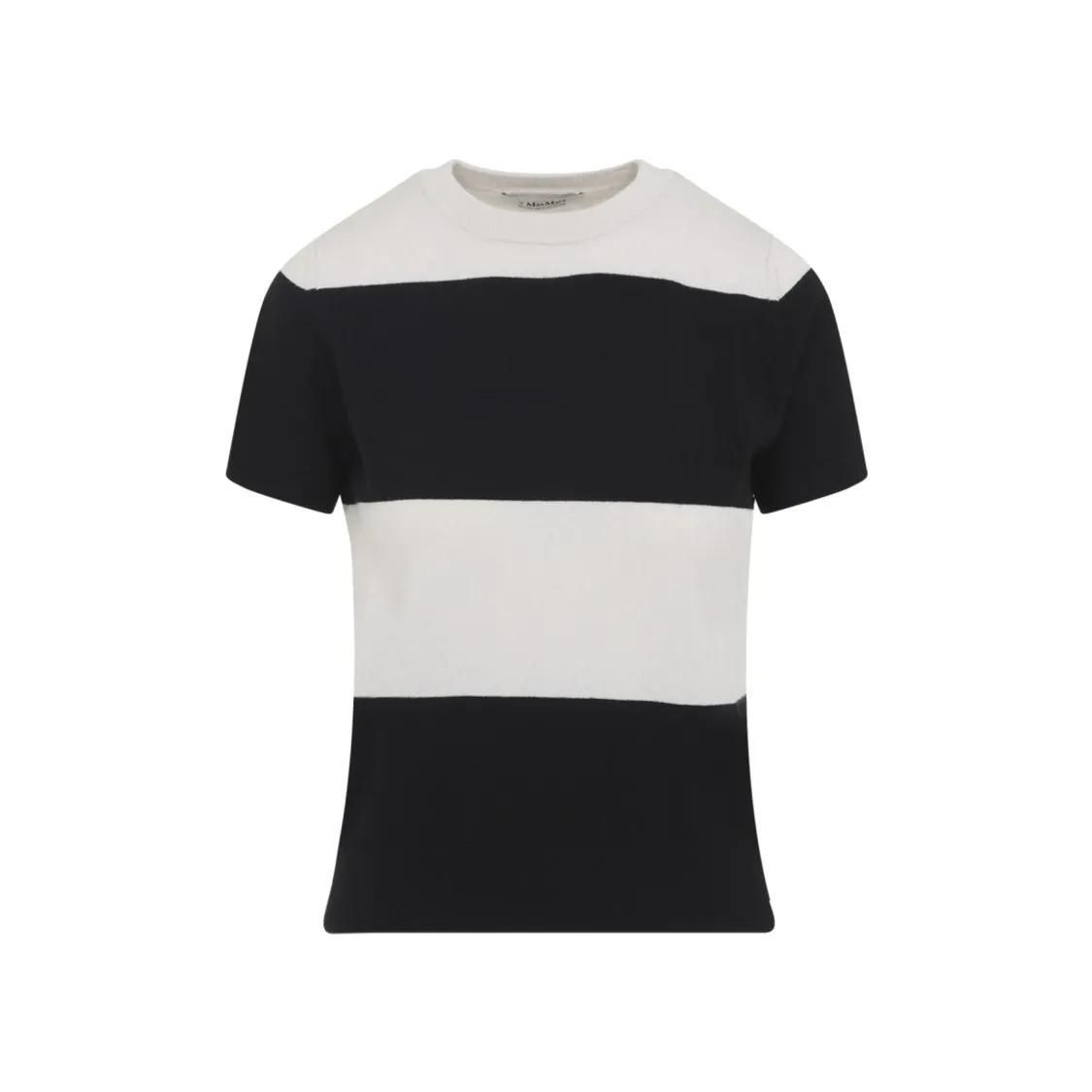 Gestreifter Kurzarm-Wollpullover