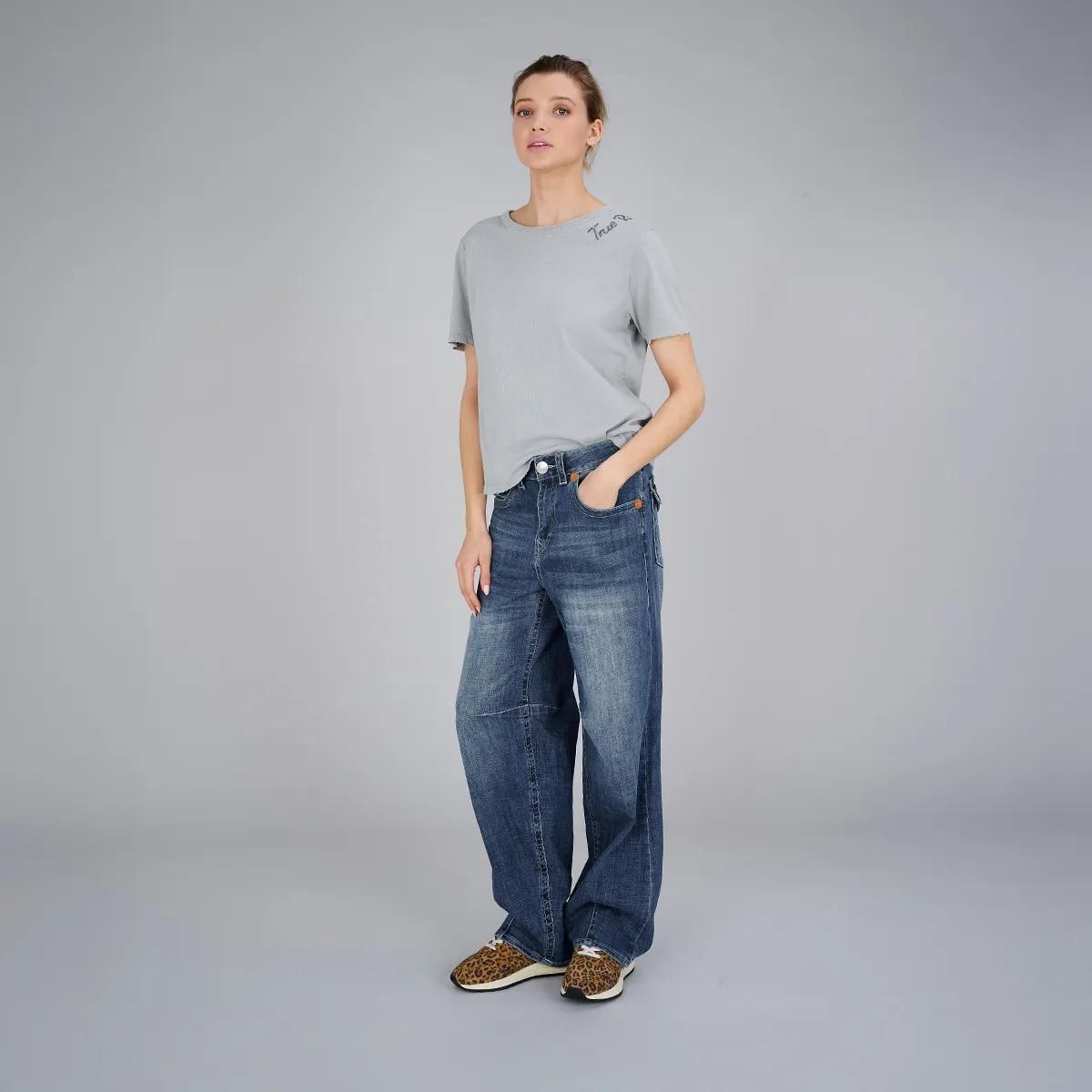 Weit geschnittene Barrel Jeans mit dunkler Waschung