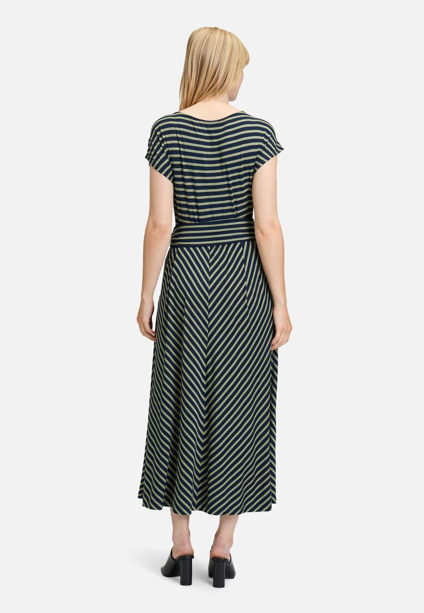 Gestreiftes Jersey-Maxikleid mit Gürtel