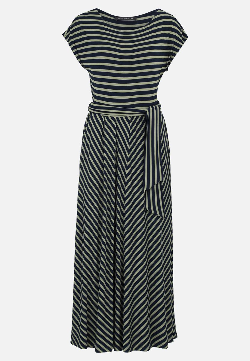 Gestreiftes Jersey-Maxikleid mit Gürtel