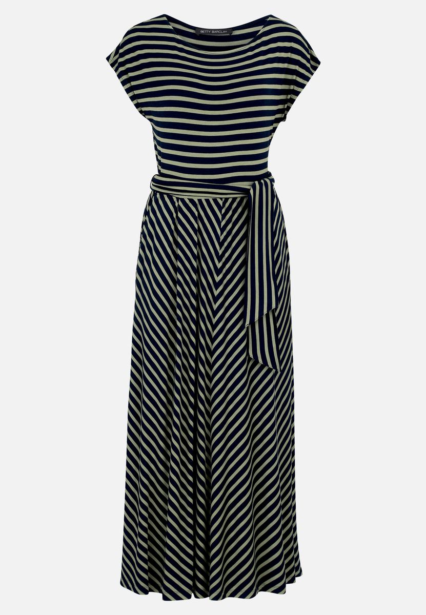 Gestreiftes Jersey-Maxikleid mit Gürtel