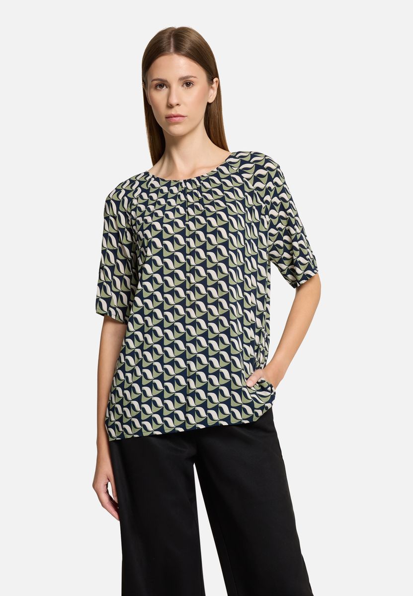 Schlupfbluse mit geometrischem Minimal-Print