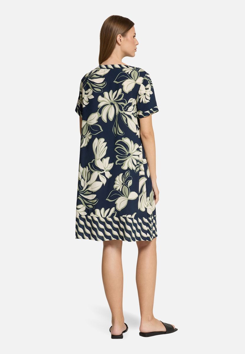 Kurzärmliges Tunikakleid mit Blumendruck