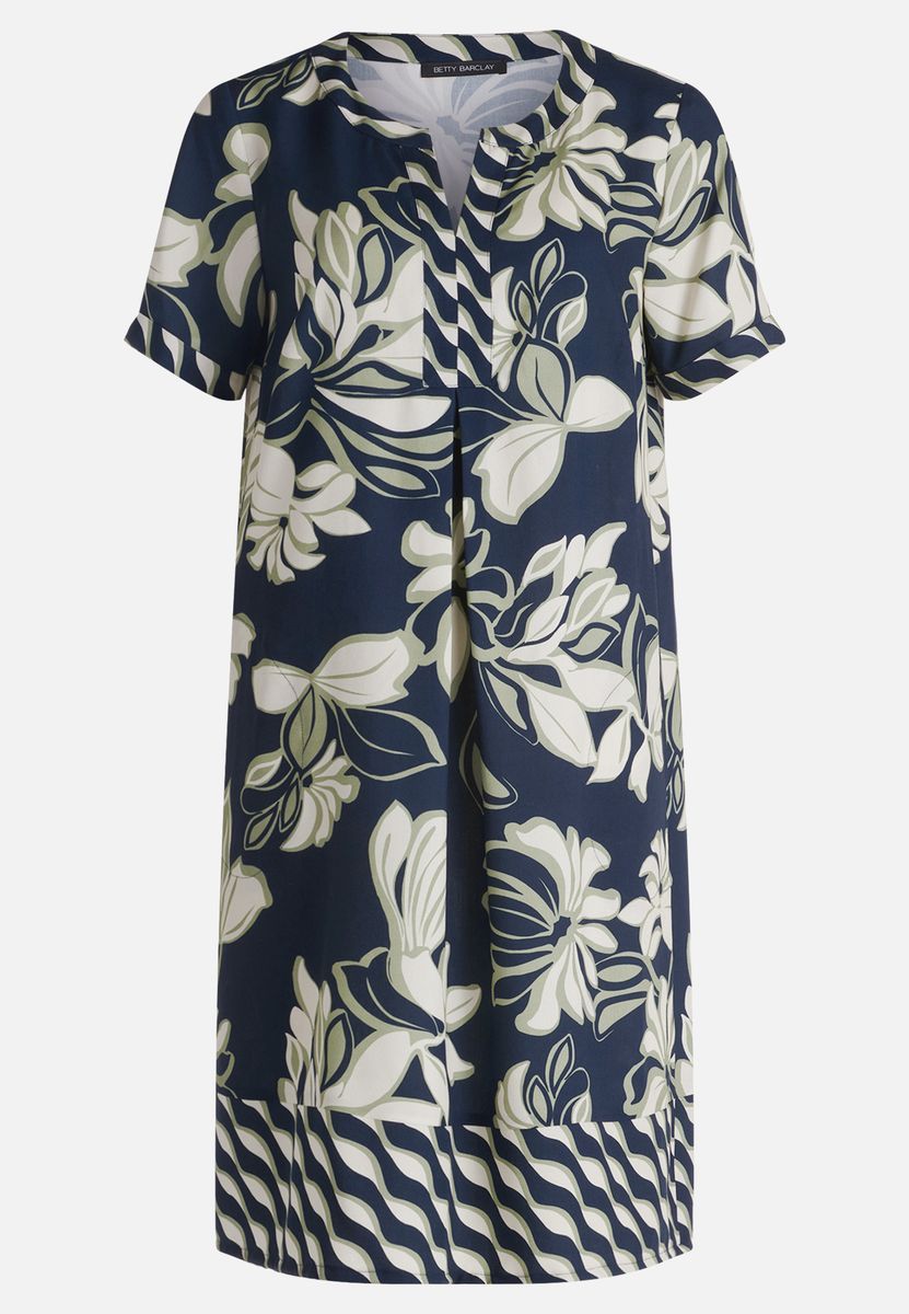 Kurzärmliges Tunikakleid mit Blumendruck