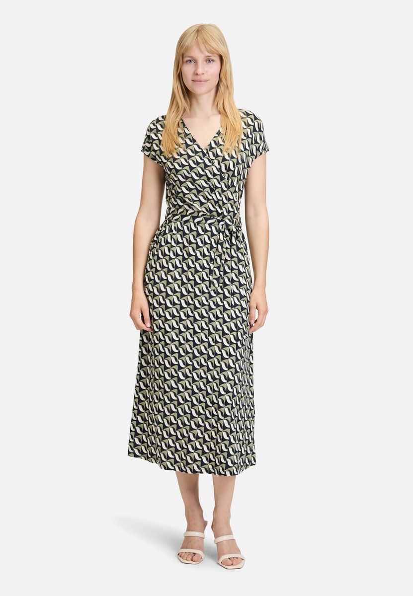 Jersey-Wickelkleid mit geometrischem Muster