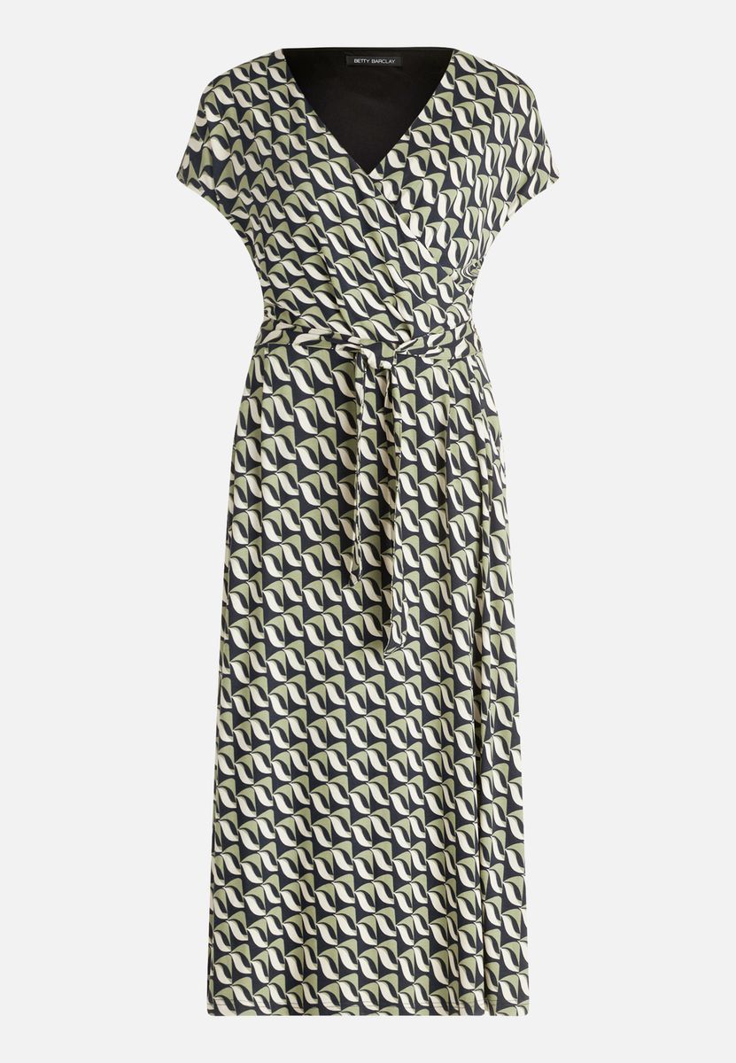 Jersey-Wickelkleid mit geometrischem Muster