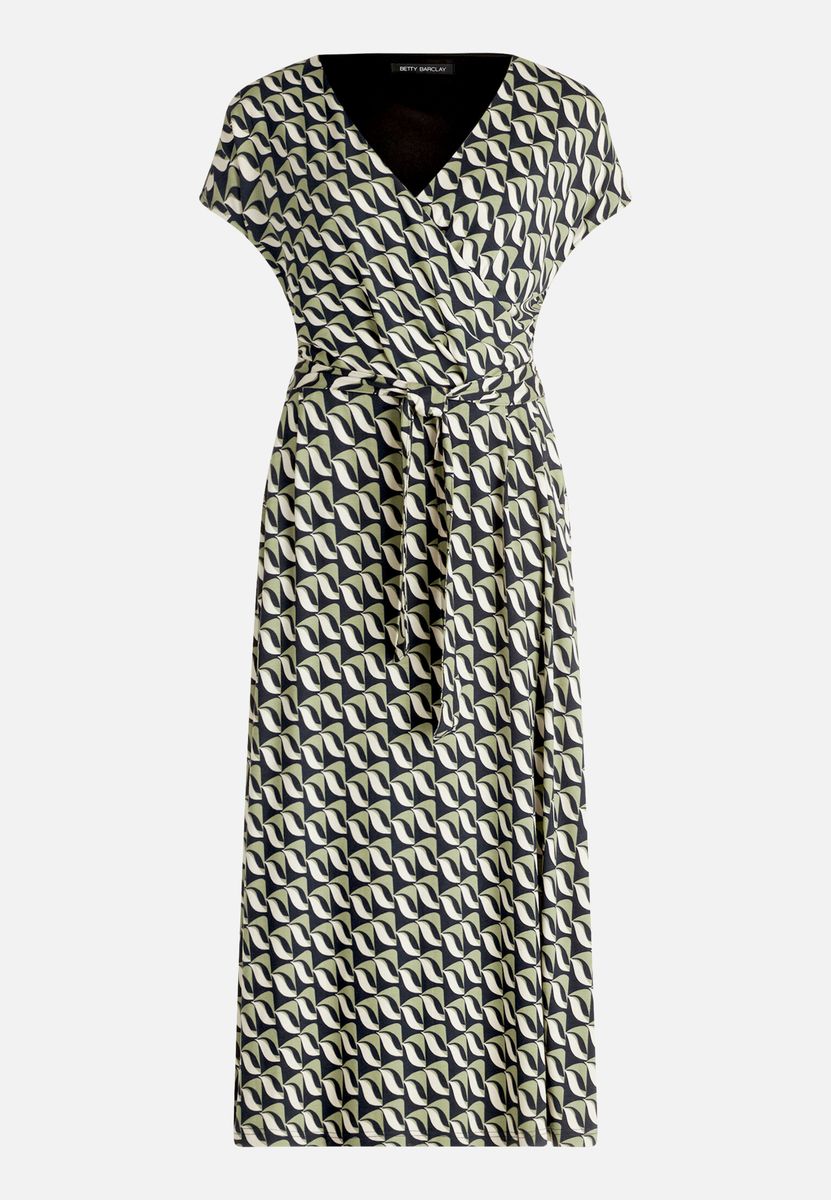 Jersey-Wickelkleid mit geometrischem Muster