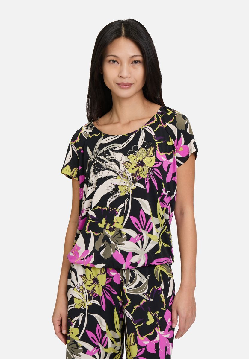 Blumenmuster T-Shirt mit Kordelzug