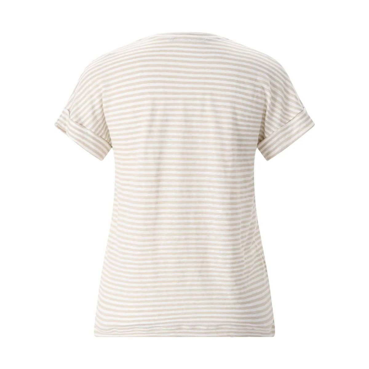 Gestreiftes Leinen-T-Shirt mit gerollten Ärmeln