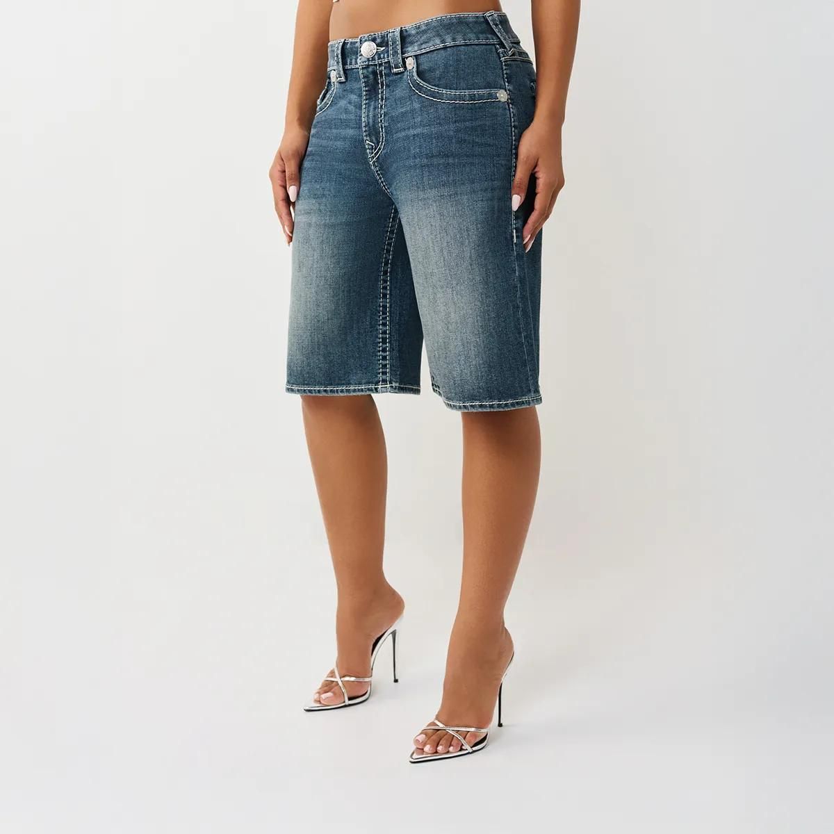Denim Bermuda Shorts mit Used-Waschung