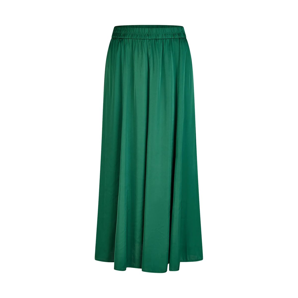 Eleganter smaragdgrüner Satin-Midirock