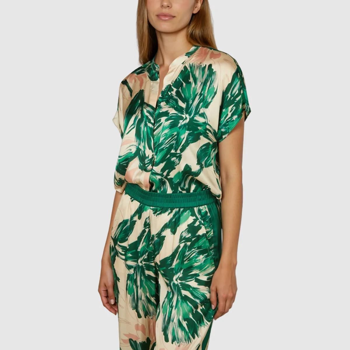 Grüne Bluse mit botanischem Print