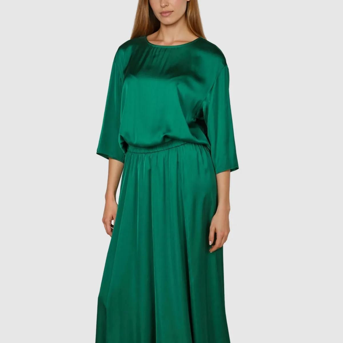 Smaragdgrüne Satin-Bluse