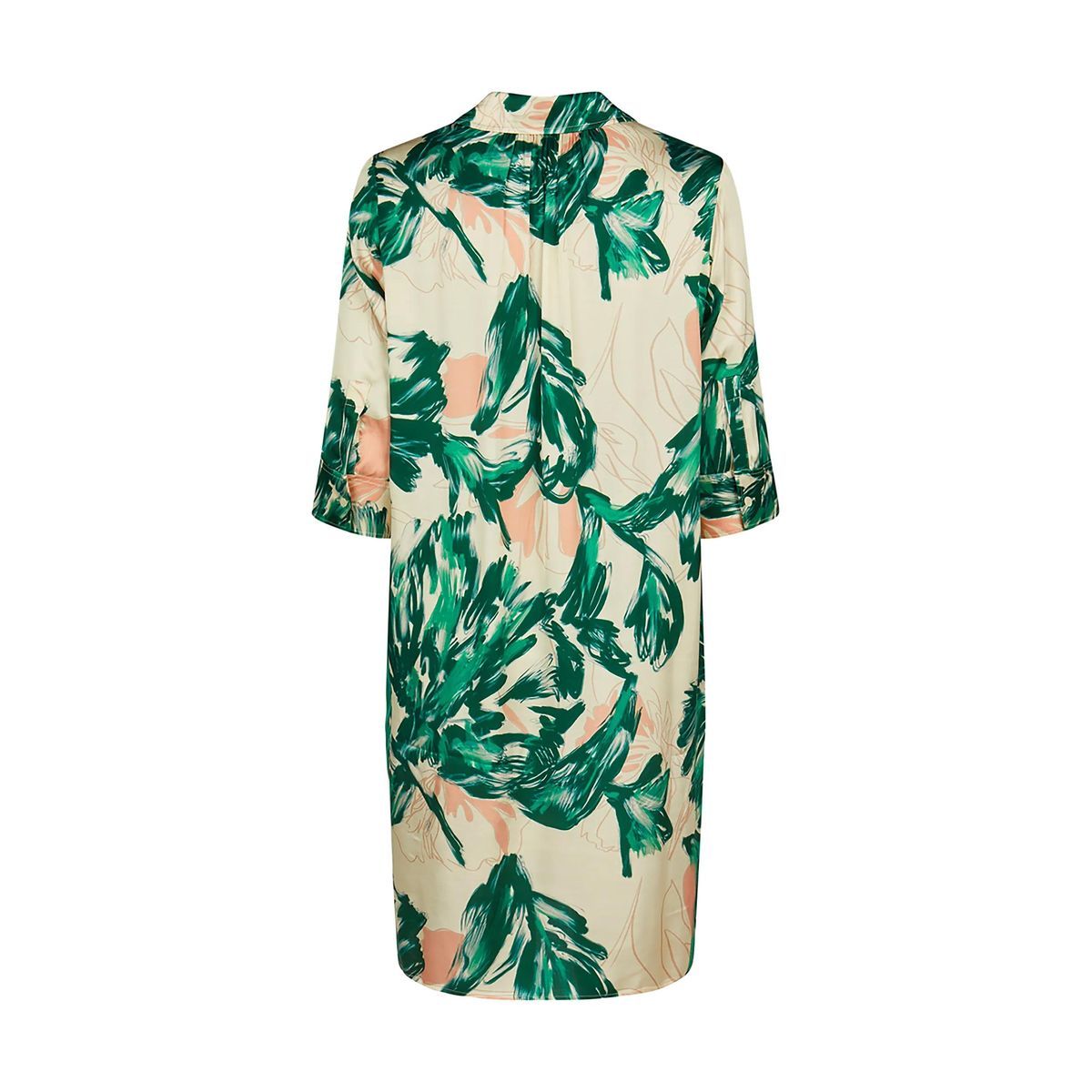 Viskose Hemdblusenkleid mit Blattdruck