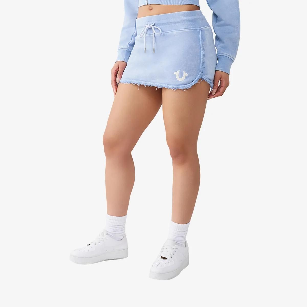 Minirock aus Denim mit Distressed-Saum