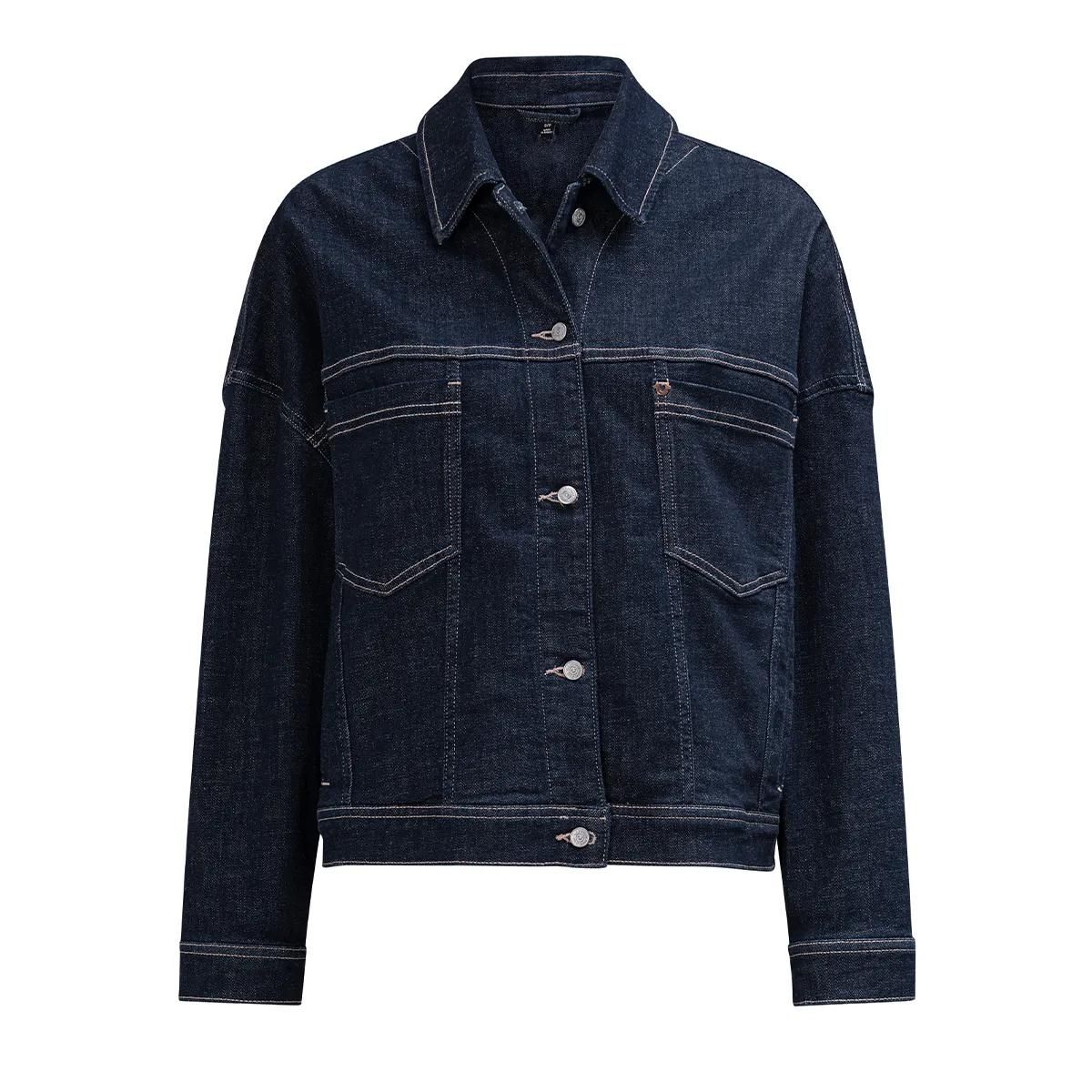 Boxy Jeansjacke mit Kontrastnähten