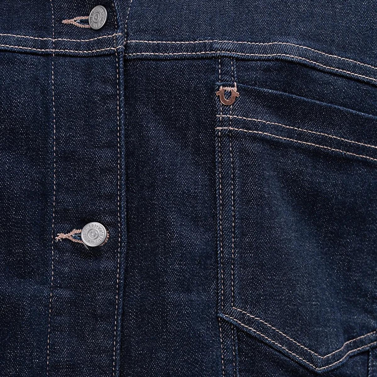 Boxy Jeansjacke mit Kontrastnähten